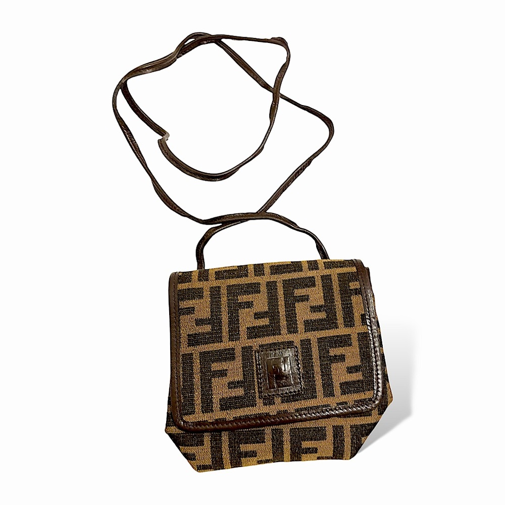 Vintage Fendi Zucca Print Mini Crossbody Accordion Bag